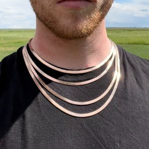 Real 18k Rose Gold Snake Chain Necklace Mens or Womens Herringbone Chain Choker
